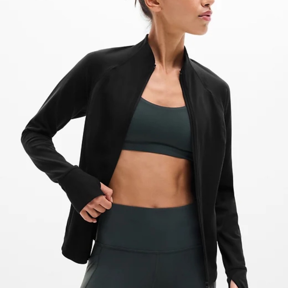 Athleta salutation jacket Black Zip-Up Athletic Jacket